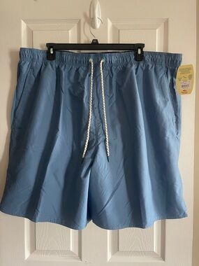 Classic Men's Light Blue Swim Trunks with Drawstring Waist